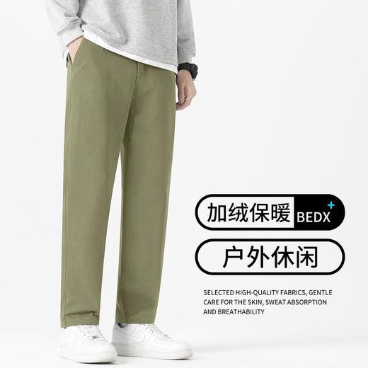 【纯棉直筒休闲裤男长款加绒加厚】秋冬宽松抗皱通勤秋冬季百搭长裤男 商品图1