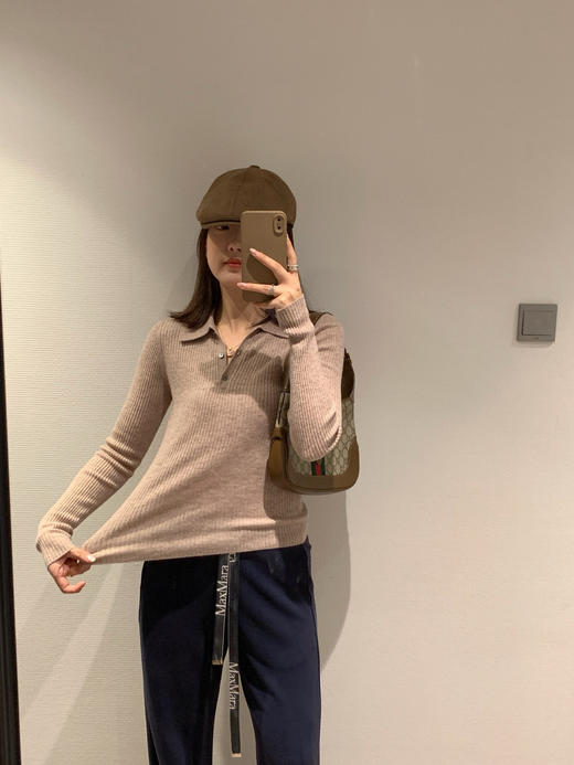 Max*羊毛莱赛尔polo领知性坑条织显瘦打底毛衫 商品图6