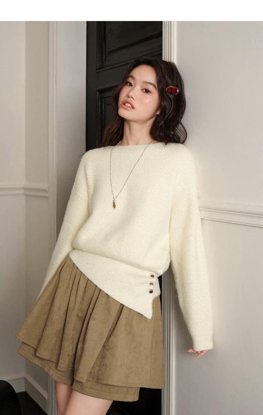 D112525气质毛衣收腰长袖针织衫25秋冬季新款女装大衣内搭打底衫 商品图10