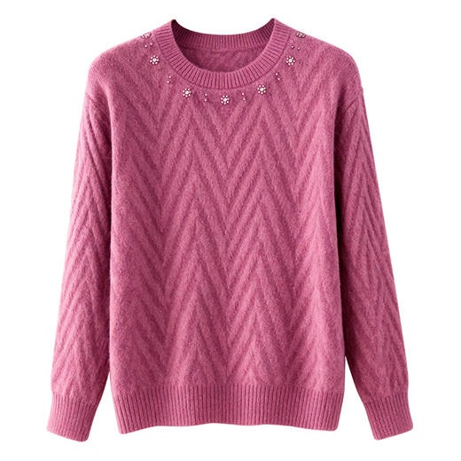 CC好看圆领钉珠毛衣女秋冬2025新款洋气慵懒风宽松内搭针织厚款上衣 商品图4