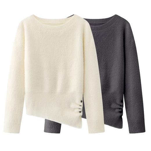 D112525气质毛衣收腰长袖针织衫25秋冬季新款女装大衣内搭打底衫 商品图0