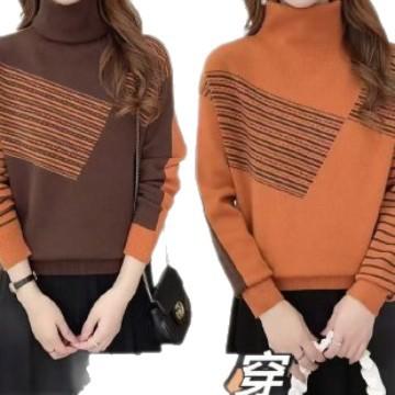 通勤半高领套头针织衫秋冬新款两面穿百搭毛衣女 商品图4