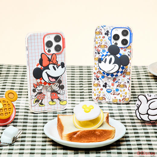 【迪士尼早餐】经典米妮笑脸 MAGSAFE磁吸 Round圆啪嗒系列 红色 格纹 商品图1