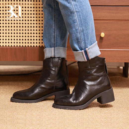 BAKERLOO女鞋骑士低帮粗跟短靴AD209 商品图2