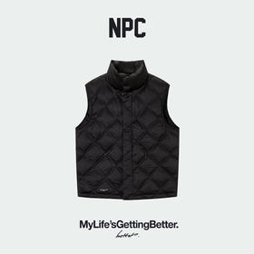NPC潮牌90%白鸭绒30D细密纤维老花立领菱形羽绒马甲保暖NP5AWT02
