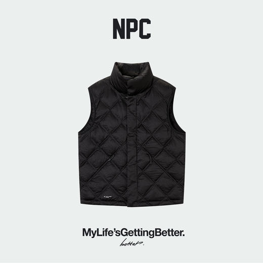 NPC潮牌90%白鸭绒30D细密纤维老花立领菱形羽绒马甲保暖NP5AWT02 商品图0