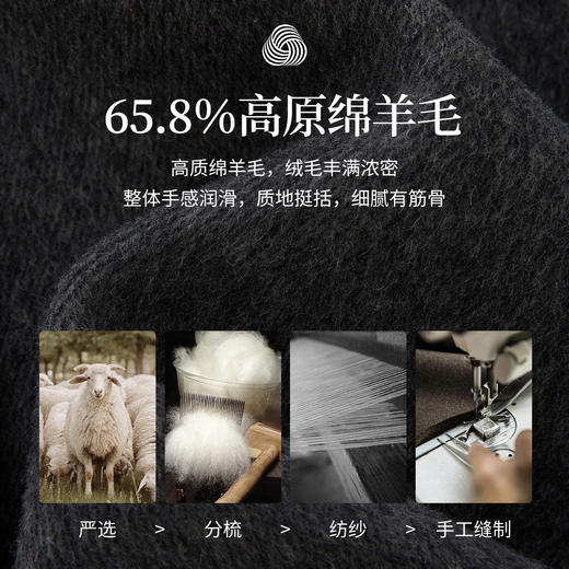 【11/26新品】熙世界【挪威雾灰色大衣】可拆卸腰带牛角扣立领羊毛呢外套女冬季 商品图3