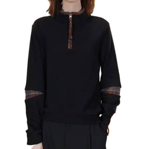 2025秋冬新款半拉链时尚拼色长袖小衫上衣中老年女装洋气妈妈气质 商品图4