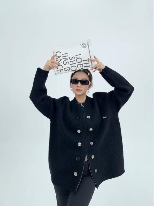 D112565圆领设计不对称多色纽扣学院风针织外套 商品图5