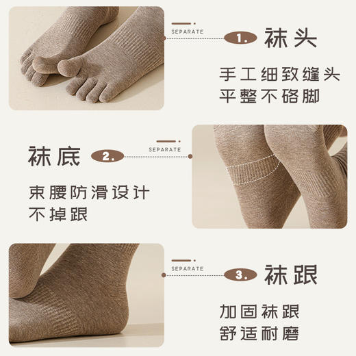 【YW】无忧购35元5件五指袜子女士棉秋冬季中筒袜抗菌防脚臭长筒脚趾袜女长袜分趾袜（截单后3-5天发货) 商品图2