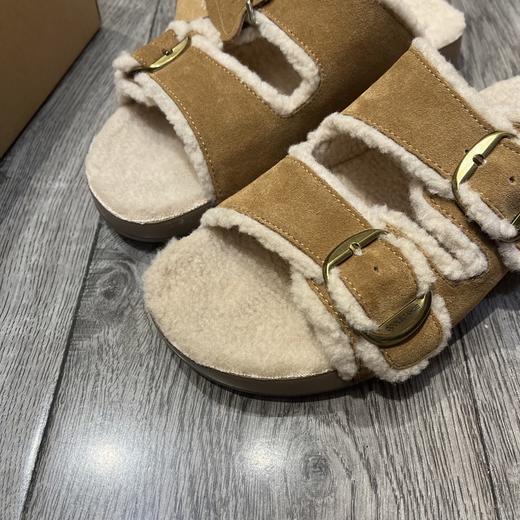 D112506吐司厚底毛毛勃肯鞋女2025冬季新款可外穿拖鞋子 商品图8