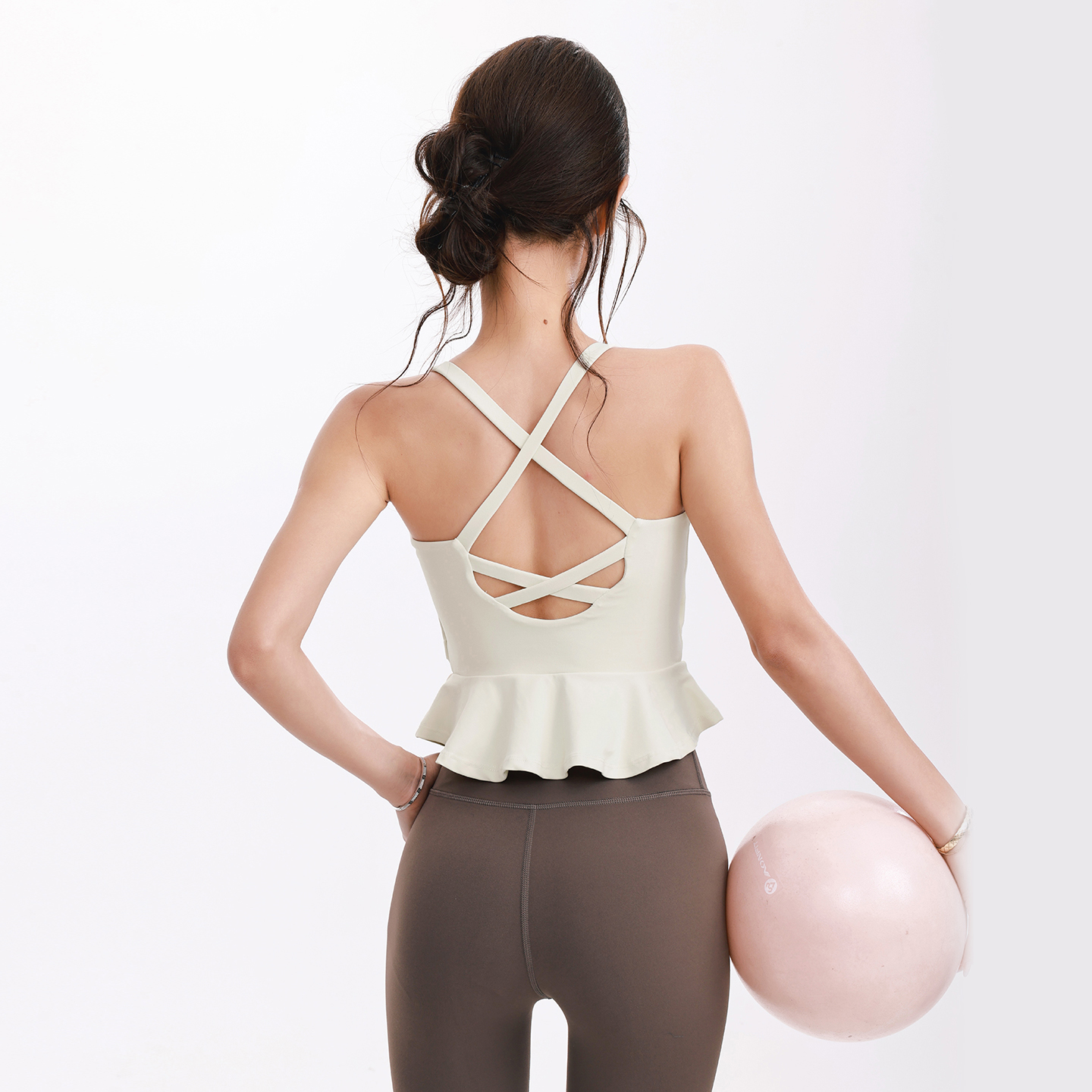 跃牌【海听系列】性感美背含胸垫瑜伽服背心带胸垫防震运动上衣XC104