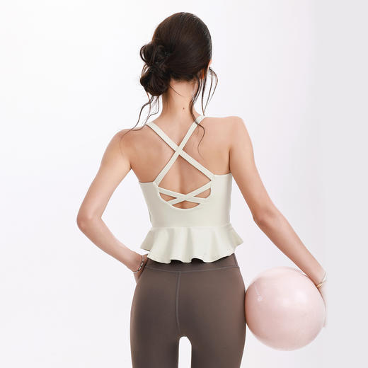 跃牌【海听系列】性感美背含胸垫瑜伽服背心带胸垫防震运动上衣XC104 商品图0