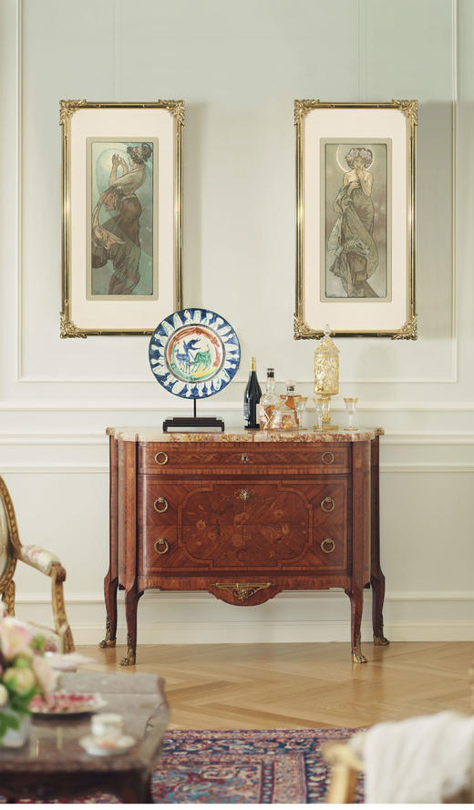 独角鹿西洋古董1902年法国出品穆夏签名创作「 北极星&月亮」海报 商品图0