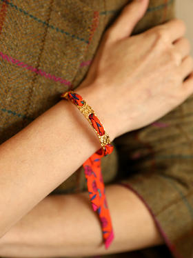 订购14周到｜AN-NEE-FEERIE-藤蔓-粉橘色 1cm 丝巾手镯［法国设计师］