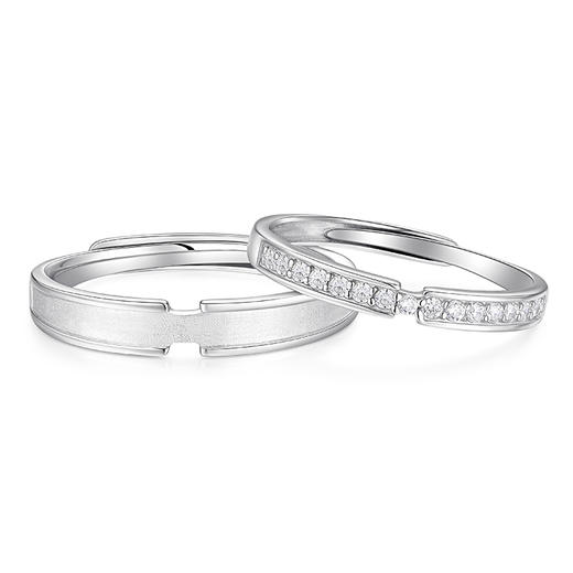 卡蒂罗KADER 相遇情侣对戒 925银满铺璀璨圆锆设计怦然心动邂逅甜美爱恋简约大气可调节素圈一对 甜美浪漫恋爱频率 商品图1