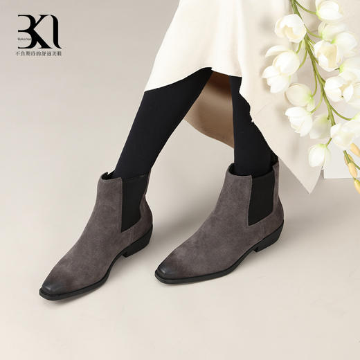 BAKERLOO尖头绒面切尔西女靴AD183 商品图1