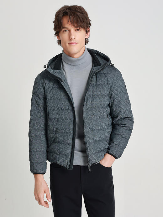 callisto星空蓝连帽logo提花鹅绒羽绒服 商品图2