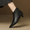【预售5天】法式猫跟短靴小跟鞋真皮细跟及踝靴&X224-2 商品缩略图2