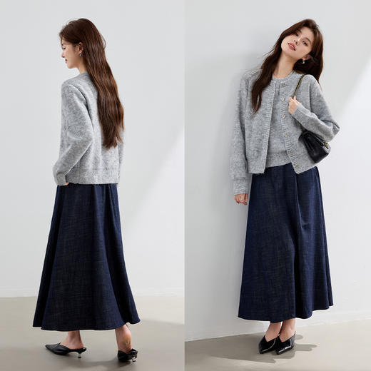 VICTORIA&VERA秋季【MIU系】马海毛流光套装 | 银河闪丝马甲+开衫 陨石坑肌理极简通勤百搭 商品图2