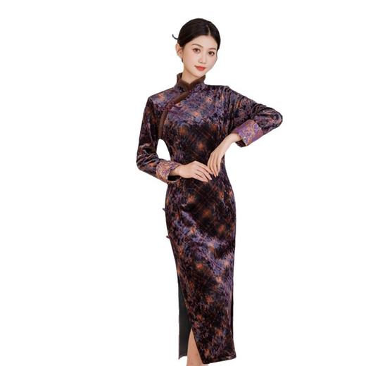 GX复古国风长袖加绒大码旗袍2025冬季新款高级感中式旗袍 商品图4