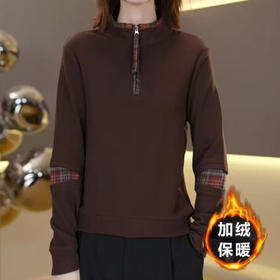 2025秋冬新款半拉链时尚拼色长袖小衫上衣中老年女装洋气妈妈气质