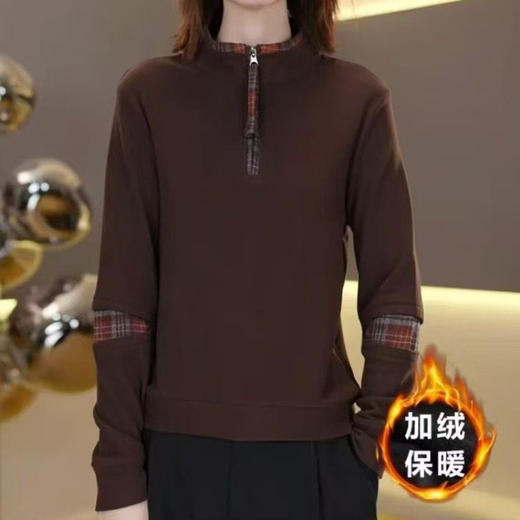 2025秋冬新款半拉链时尚拼色长袖小衫上衣中老年女装洋气妈妈气质 商品图0