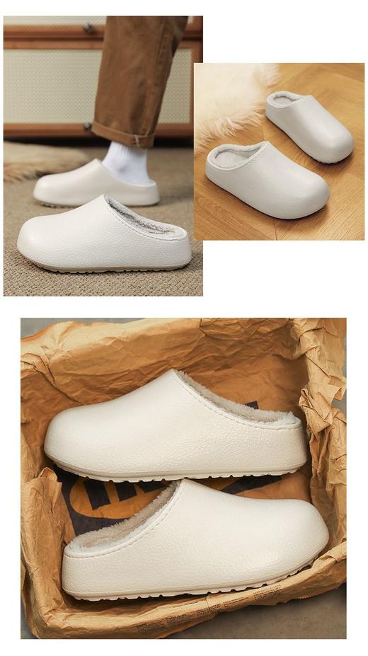 🔥开团开抢！【宅小年情侣款皮纹防水EVA保暖棉拖鞋】谁懂啊！这双“踩屎感”拖孩直接把保暖/防水/颜值焊死了👇 商品图5