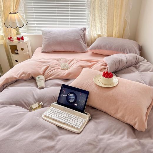 D112536氛围感奶油双拼牛奶绒高品质保暖牛奶绒床上四件套 商品图11