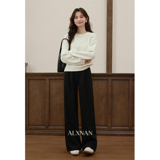 鹿向南「普罗漫裤」百搭黑色直筒休闲裤女秋冬小个子宽松阔腿长裤 商品图1