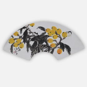 卓愿《金辉磊磊》33x66CM 手绘纸本宣纸国画作品