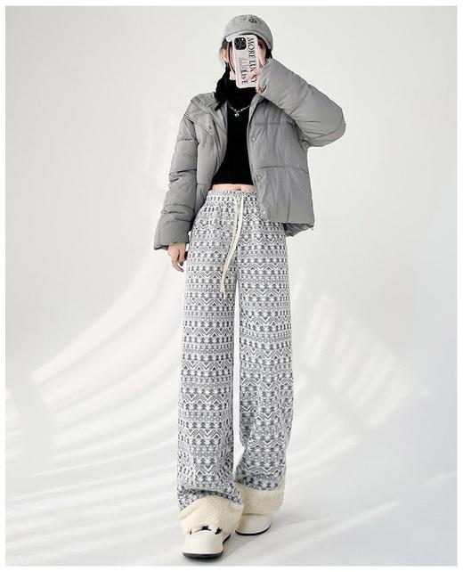 奶fufu重工提花阔腿裤｜高腰+阔腿+加绒，又暖又好看！ 商品图1