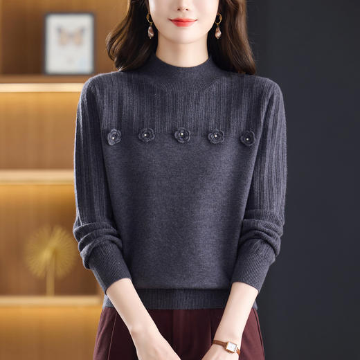 CC半高领毛衣女时尚秋冬2025新款高级感洋气上衣针织打底衫 商品图2