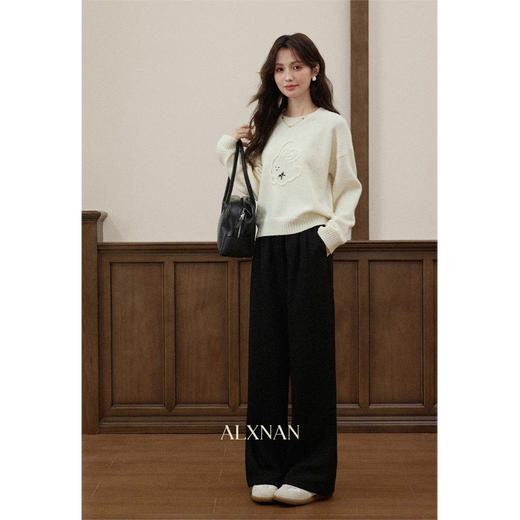 鹿向南「普罗漫裤」百搭黑色直筒休闲裤女秋冬小个子宽松阔腿长裤 商品图2