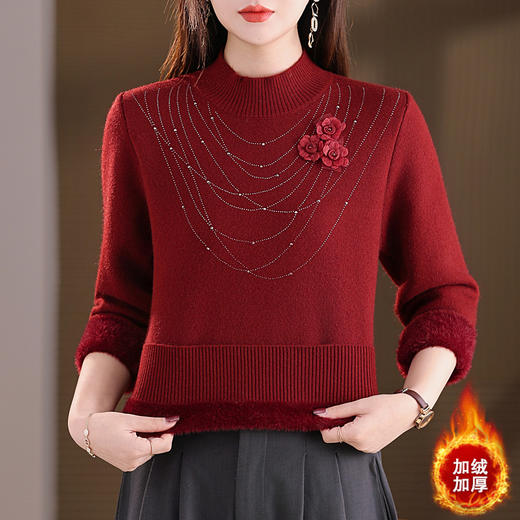 CC加绒保暖打底衫女秋冬一体绒上衣2025新款时髦洋气毛衣半高领 商品图0