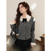 鹿向南「薄暮灰铃」灰色针织开衫毛衣女秋小众设计感修身法式上衣 商品缩略图0