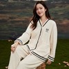 3部顶瓜瓜杨梅绒开襟V领女长袖家居服套装27336 商品缩略图0