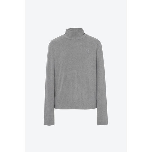 【商场同款】诗凡黎灰色高领套头T恤2024冬新款长袖上衣3FA301352 商品图0