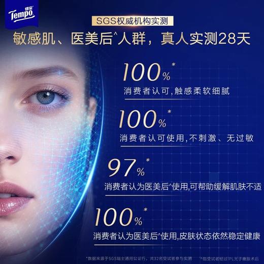 Tempo得宝 蚕丝凝萃悬挂洗脸巾 加大加厚 60抽/提*3提/包 到手180抽 添加金盏花双萃 敏感肌可用 商品图1