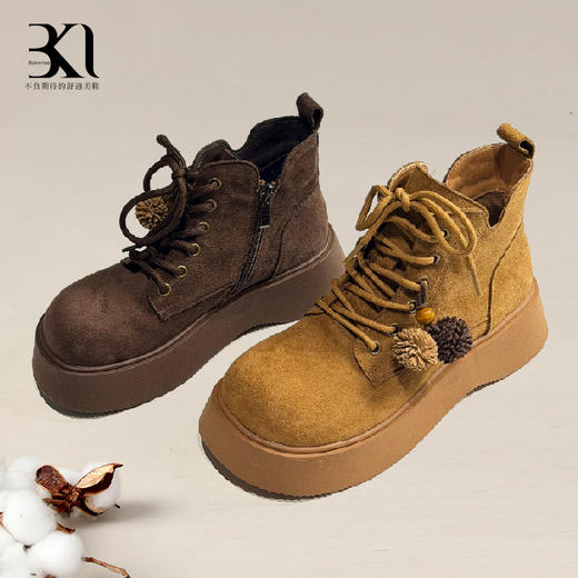 BAKERLOO女鞋圆头厚底松果内里薄绒女靴YQ231 商品图0