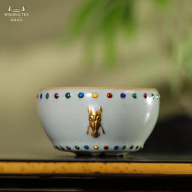 问鼎汝瓷鼎峰系列天青马首七宝战鼓杯