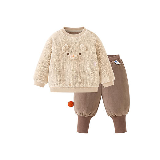 迷你巴拉男女童宝宝毛绒套装宽松保暖长袖长裤两件套冬新款 商品图4