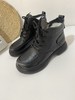D112510头层牛皮真毛系带圆头侧拉链舒适百搭软底马丁靴 商品缩略图3