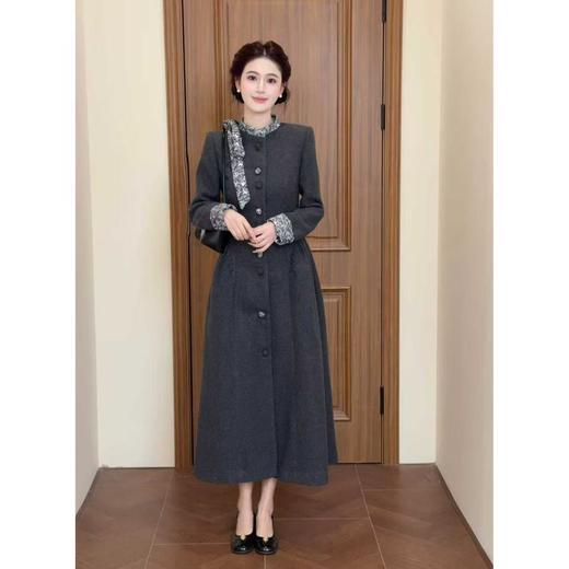 法式小香风毛呢大衣2025秋高级感灰色外套 商品图0