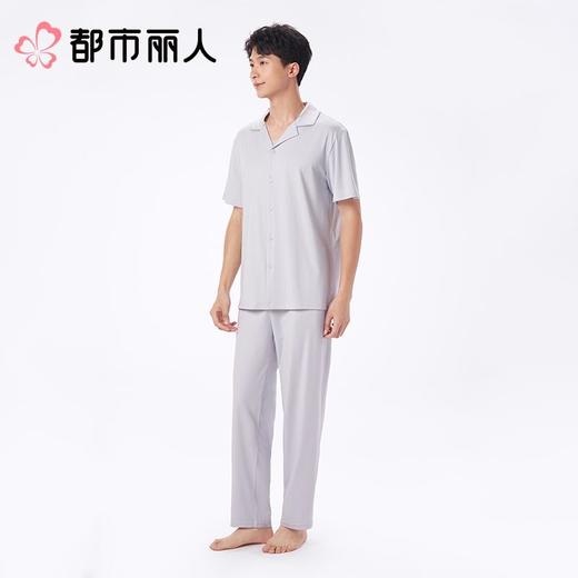 都市丽人男士睡衣水光棉家居服短袖长裤棉质短袖套装FHC0B7 商品图3
