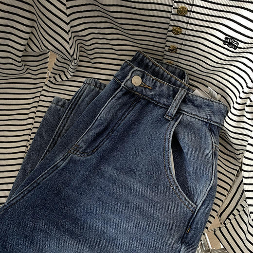 特价出！ 不退换！显瘦不臃肿的加绒直筒阔腿牛仔裤！ 商品图4