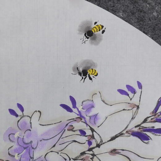 卓愿《紫风铃》33x66CM 手绘纸本宣纸国画作品 商品图3