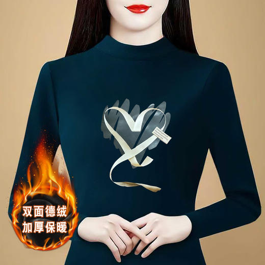 KQL 356H9279双面绒加厚半高领长袖t恤 商品图2