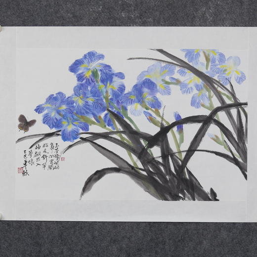 卓愿《鸢尾花》45.5x70CM 手绘纸本宣纸国画作品 商品图6