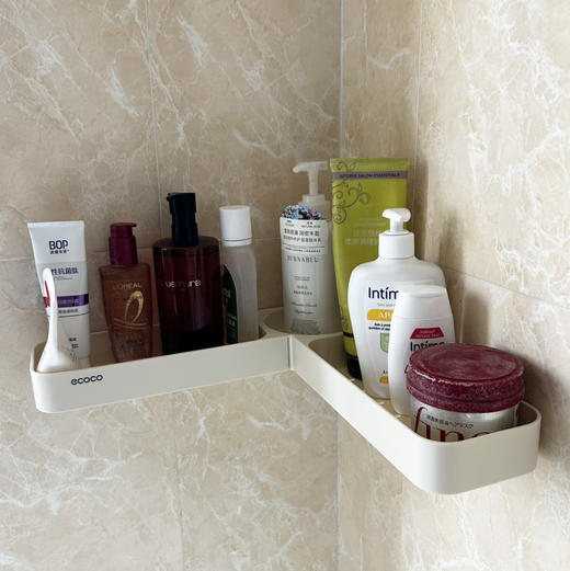 【巨好用的一款置物架】可儿试了N多种 最后就它了 ecoco 免打孔 可转角 可直线 2用 卫生间浴室置物架壁挂式厕所洗手间洗漱台墙上收纳挂架 商品图9
